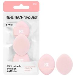 Real Techniques Mini Miracle Powder Puff Trio, per preparazione e cottura al forno, mini spugnetta da trucco per cipria sfusa e pressata,3 pezzi