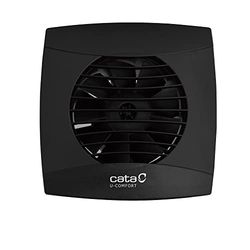 Cata, extractor de Baño, Modelo UC-10 STD BLACK, Extractor silencioso, Serie U - Confort, Motor de Bajo Consumo, Serie Estandar, Clase de Eficiencia Energética B, negro. 150 x 150 x 77,5