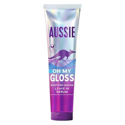 Aussie Oh My Gloss Moisture-Mazing Leave-In Serum 160ml, Moisture and Shine Booster for Dull, Tired Hair, Infused with Jojoba, Safflower and Australian Macadamia Nut Oils, Vegan and Cruelty-Free