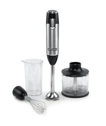 Muse MS-05 HB Handblender Muse, potenza 600 W, miscelatore in acciaio inox, velocità variabile, con tazza e tritatutto, facile da pulire, utensile da cucina, frullatore elettrico manuale