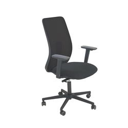 Real Piel RP Real Work ergonomiczne krzesło z oddychającej siatki, obrotowe, odchylane krzesło z regulacją wysokości i podłokietnikami, podstawa na kółkach, czarny + czarny
