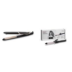 BaByliss ST393E Plancha de pelo profesional, iónica, placas flotantes extra largas de cerámica & C325E Tenacilla de pelo de 25 mm, 10 ajustes de temperatura