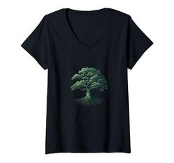 Mujer Maravillosa obra de arte de árbol Planta un árbol Camiseta Cuello V