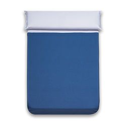 San Carlos Combicolor - Drap Plat en Coton, Bleu Marine, lit de 90/160 x 280 cm