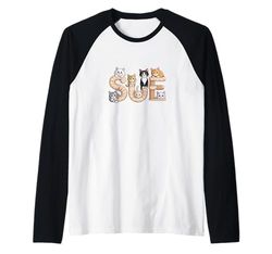 Sue Cat Trees - Personalized Cute Name Word Art Raglan Baseball Tee