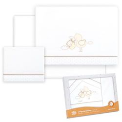 Interbaby - Lenzuola in cotone - Auto/Mosè/Navicella - Cicogna Orso - Set 3Pcs. Lenzuolo sotto + piano di lavoro + federa cuscino