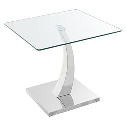 DRW Table d'appoint carrée en métal et Verre Transparent et chromé 60 x 60 x 55 cm, Multicolore, estandar