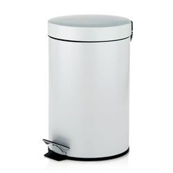 kela Caixote de lixo cosmético branco 3 l, caixote do lixo metálico com pedal de casa de banho, caixote interior e alça de transporte, MONACO, branco mate