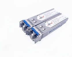 Elfcam® - 2 Pack 1,25 Gbps SFP Module de Transceiver à Fibre Optique, Connecteur de Fibre Optique LC/UPC Monomode Duplex OS2 (1310nm, 10KM)