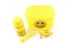 VENTURA Unisex - Baby Smile Accessory Set for Kids Bike, Basket, Bell, Water Bottle, Yellow