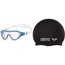 ARENA The One Mask Occhialini Nuoto Anti-Appannamento Unisex Adulto, Maschera Piscina con Grandi Lenti, Protezione UV & Classic Silicone, Cuffia Unisex Adulto, Nero (Black-Silver), Taglia Unica