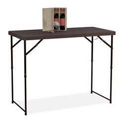 Relaxdays Tavolo da Campeggio Pieghevole, HLP: 74x120x60 cm, in Plastica, Regolabile in Altezza, 6 Persone, Marrone
