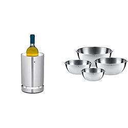 WMF Ambient - Enfriador de vino adecuado para botellas de vino o champán con un diámetro de hasta 92 mm & Bol Gourmet - Set de 4 cuencos de mezcla (16, 18, 22, 24 cm), Acero inoxidable 18/10