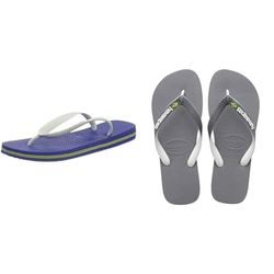 Havaianas Brasil Logo, Chanclas Unisex Adulto, Azul Navy Blue, 41/42 EU Brasil Mix, Chanclas Unisex adulto, Color: Gris Acero/Blanco, Talla: 41/42 EU