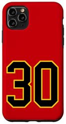 Numero 30 in stile sportivo universitario nero e giallo Custodia per iPhone 11 Pro Max