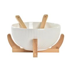 ENSALADERA SET 3 PORCELANA BAMBU 29X29X14 BLANCO