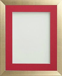 Frame Company Simpson Range Gold 12x10 inch Frame With Red Mount for 9x7 inch *Choice of Sizes* Fitted with Real Glass