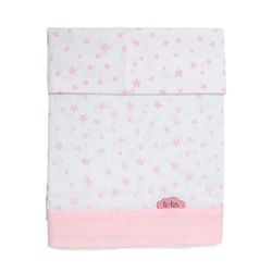 Ti TIN 3-delat sängset, påslakan för babysäng, 60 x 120 cm | påslakan + dra-på-lakan med elastiskt band + örngott 100% bomullspoplin för barnsäng, stjärnmotiv, rosa