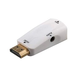 Goobay 44793 compacte HDMI/VGA adapter incl. Audio, HDMI-stekker (type A) naar VGA-aansluiting (15-polig) + jack 3,5 mm aansluiting (3-pins, stereo) verguld, wit