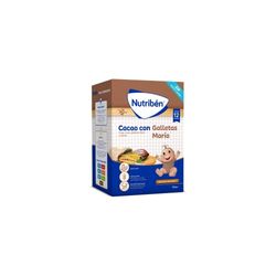 Nutribén Papilla de Cacao con Galletas María, Sin Aceite de Palma, Alimento para Bebés, desde Los 12 Meses, Pack de 6 x 500g