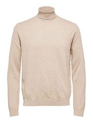 SELETED HOMME Heren SLHBERG ROLL Neck B NOOS trui, kelp/detail: melange, S, Kelp/detail: melange, S