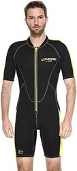 Cressi Lido Man Shorty Wetsuit - Men's Shorty Wetsuit for Snorkelling, Swimming and Water Sports, 2mm Ultra Stretch Neoprene, Black/Yellow, XS