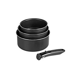 Sitram 716861 Set med 3 stekpannor i pressad aluminium Ø 16/18/20 cm - PFOA-fri non-stick innerbeläggning - avtagbart handtag - alla spisar inklusive induktion, svart
