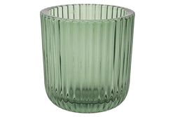 Cosy Home Lote de 6 candelabros de Cristal Ribs, Verde, 9 x 9 x 9 cm