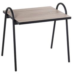 DRW Set de 3 Tables d'appoint en Bois et métal 38 x 48 x 41 cm, Noir et chêne, 38x48x41cm