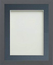 Frame Company Allington Grey Photo Frame with Blue Mount, 16x12 for 14x10 inch, fitted with perspex