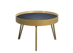 M2 Kollektion HomeTrends4You Tom 2 - Mesa de Centro (Metal, diámetro 60 cm, Altura 41 cm), Color Negro y Dorado