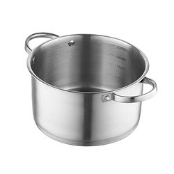 FLORINA Olla de Acero Inoxidable (3,1 l) 20 cm I Olla con Tapa de Vidrio I Incluye Vaso Medidor y Mango Remachado I Fondo de 3 Capas I Apto para Lavavajillas I Inducción, Gas y Eléctrica