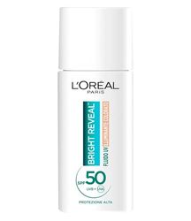 L'Oréal Paris Fläckresistent UV-vätska, för alla hudtyper, ljusa hudfärger, mörka fläckar och mindre synliga fläckar, med Niacinamid och SPF50, Bright Reveal, nyans: ljus, 50 ml