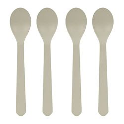 LÄSSIG Kinderbestek kinderlepelset 4-delig zonder melamine, BPA-vrij, van biologische composiet/lepelset 4 stuks Geo, warm grijs