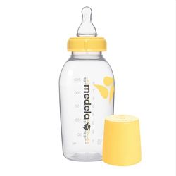 Medela Medium Flow BPA-vrije speen met fles van 250 ml – ondersteunt het natuurlijke voedingsgedrag van de baby – met een vries- en koelkastbestendige fles