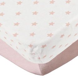 Babycalin - Set de 2 sábanas bajeras, Rosa + Estrella 70x140x17 cm