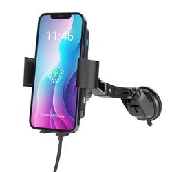 ACT Soporte de teléfono para Coche, Cargador inalámbrico, Qi 10 W de Carga rápida, Soporte de teléfono de Auto con sujeción automática, para ventilación de Aire, Parabrisas - AC9010