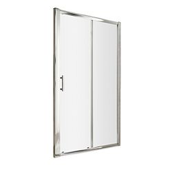 Nuie AQSL17 Pacific ǀ Modern Bathroom 6mm Safety Glass Single Sliding Door Shower Enclosure, 1700mm, Polished Chrome, Clear