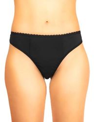 HAUTE PRESSION Menstruatieslipje, string effen zwart, licht, voor dames, met elastische kant in de taille, zwart, ref lavendel T36, absorberend en herbruikbaar, Zwart, 34