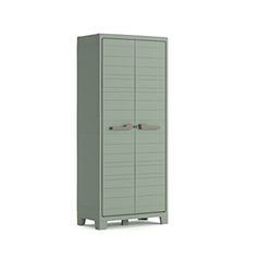 Keter Armoire Utilitaire Planet Outdoor Multifonctions pour Intérieur et Extérieur - Étagères et Pieds Ajustables - Canessable - 80 x 44 x 182 cm - Vert Jade -80% Recyclé - Packaging renforcé