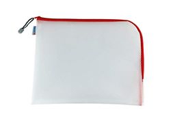 HERMA Red A4 Mesh Zipper Pouch, 36 x 28 cm, Universal Bag, File Folder, 100% Recycled, EVA Plastic, Straight Cut, End Position, Many Sheets, Clear Storage Wallet