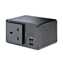 StarTech.com Módulo de Toma de Corriente para Caja de conectividad, 1 x AC y 2 x USB-A - Hub de alimentación y Carga (MOD4POWERUK)