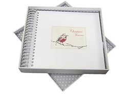 witte katoenen kaarten RCC10 Kerstherinneringen Mooie Rode Borst Robin Spiraal Bound Memory Book