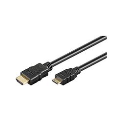 Goobay 31930 HDMI High Speed Kabel, 4K, Ultra-HD, Full-HD, 3D, HDMI stekker type A > HDMI mini stekker type C, vergulde stekker, zwart, 1 m