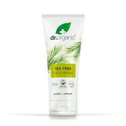 Dr Organic Tea Tree Face Wash, Cleansing, Purifying, Mens, Womens, Oily Skin, Natural, Vegan, Cruelty-Free, Paraben & SLS-Free, Organic, Recycled & Recyclable, Organic, 200ml, Packaging may vary