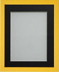 Frame Company Jellybean Range Mustard Yellow Wooden 10x8 inch Picture Photo Frame with Black Mount for Image 8x6 inch * Choice of Colours & Sizes* Fitted with Perspex