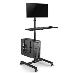 Maclean MC-793 Station d'ordinateur de Chariot Mobile de Support Professionnel sur des Roues pour moniteurs 17"-32" a 20kg VESA 75x75, 100x100