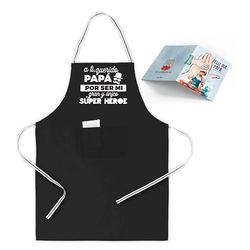 HappyMots - Vaderdagcadeau + wenskaart | Vaderdagdetails | Verjaardag beste papa klaar om cadeau te geven | Grappig keukenschort voor heren, Zwart, One size
