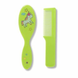 PARENCE.- Baby Brush & Comb Set – Unicorn Hair Care Set for Newborn & Kids – Soft Brush + Comb – Random Colour (Pink, Blue, Green, White)
