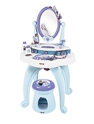 Smoby - La Reine des Neiges - Coiffeuse 2 en 1 - Tabouret + 10 Accessoires Inclus - Miroir Orientable - Dès 3 Ans - 320244 Bleu